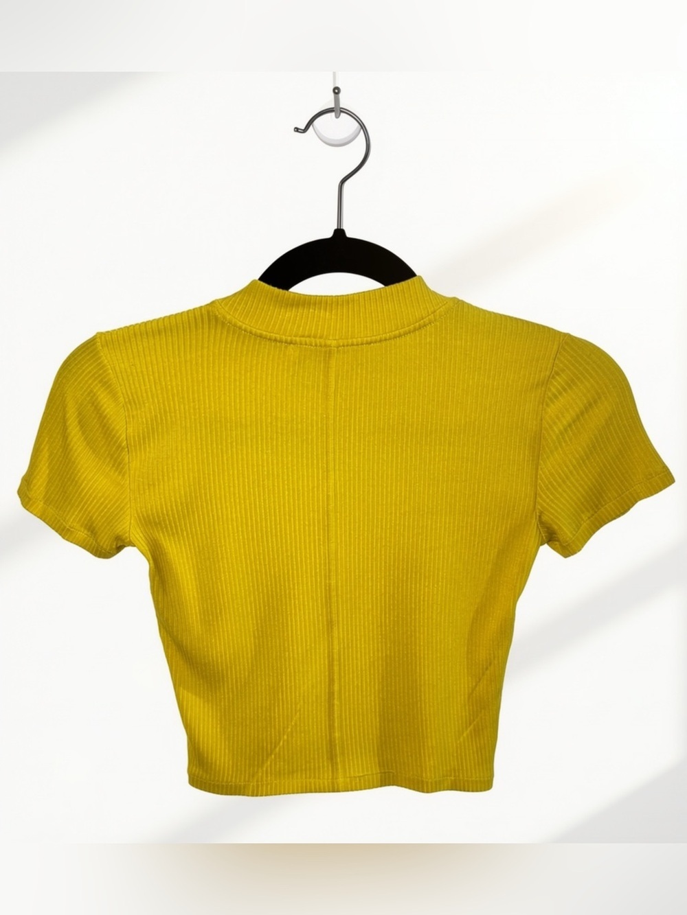 Y2K Wilfred Free Mock Neck Ribbed Crop Top | Mustard Yellow | XS - Picture 4 of 4